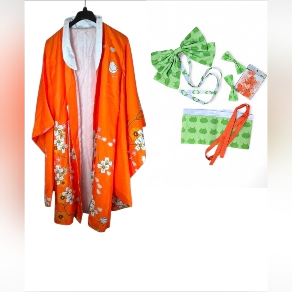 Hiyoko Saionji Kimono Orange & Green Costume & Acessories Size Small